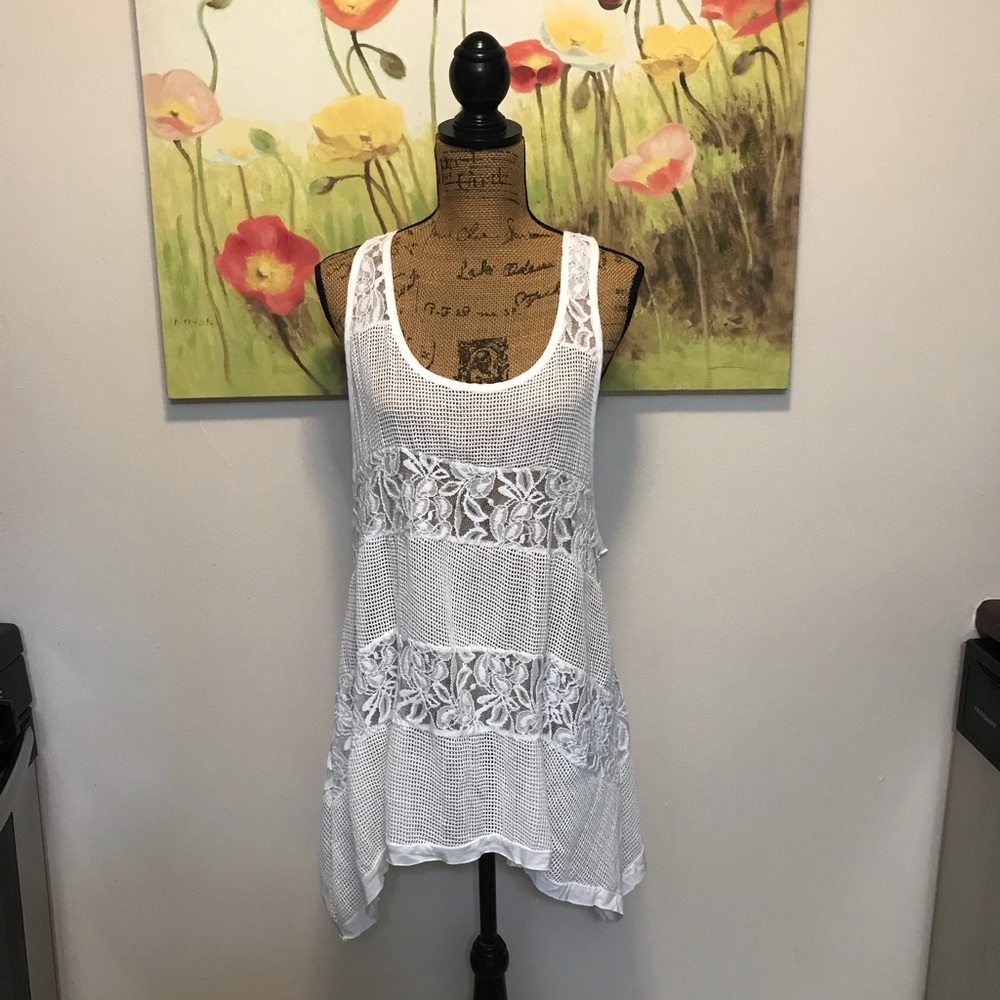 Pretty Pretty White Lace and Mesh Cover Up